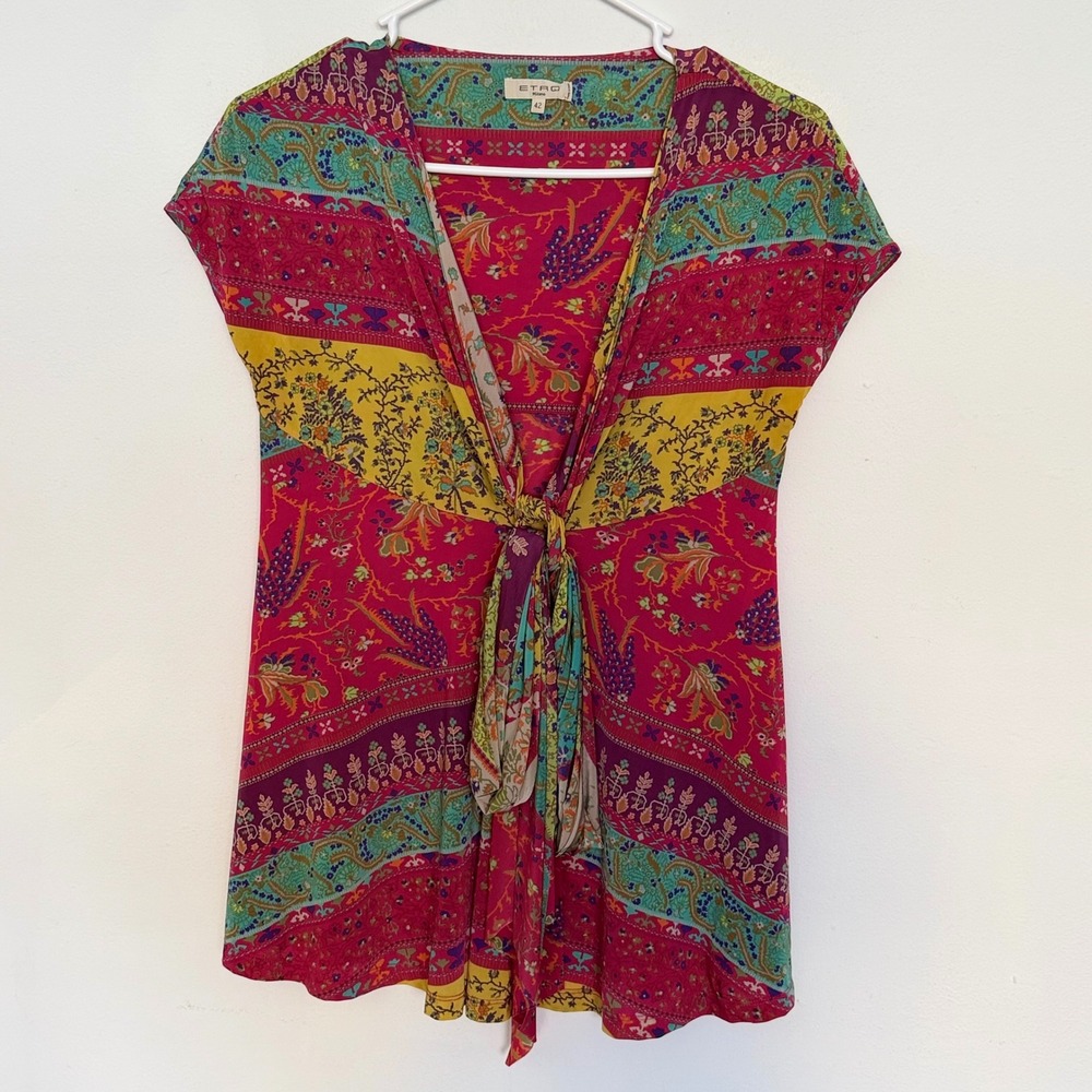 ETRO Milano Stretch Paisley Print Top Tunic Size‎ 42/US6 Quiet Luxury Designer